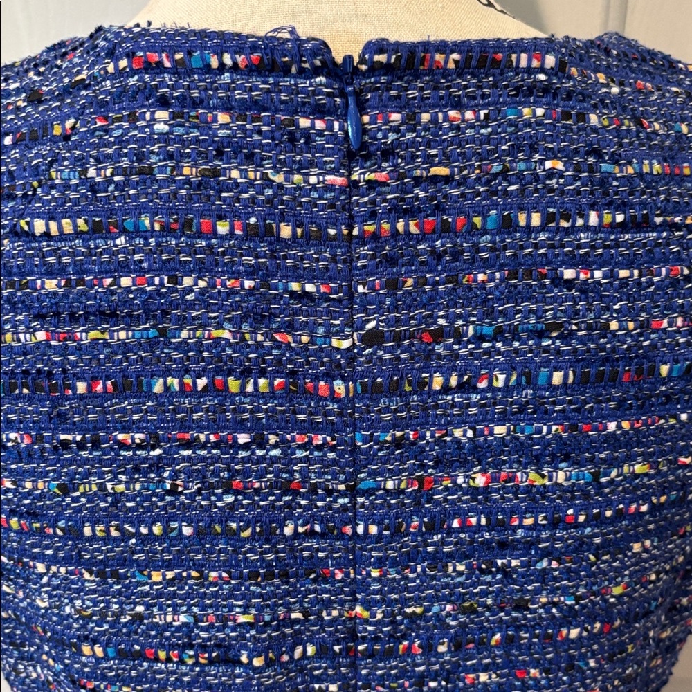 NWT J. Crew Blue Coco Tweed Boucle Fluted Flare Hem Dress Size 8 - Picture 9 of 11